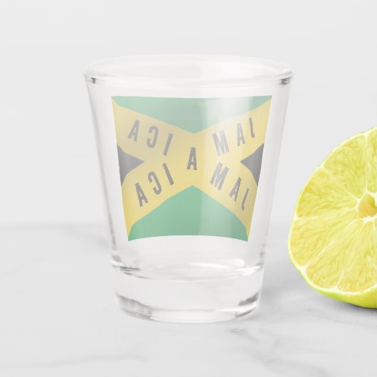 Jamaica Caution Tape Green Gold Jamaican Flag Shot Glas (Achterkant)