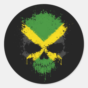 Jamaica Dripping Splatter Skull Ronde Sticker