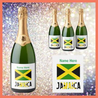 Jamaica en Jamaicaanse vlag Gepersonaliseerd Sparkling Wijnetiket