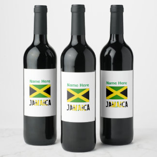 Jamaica en Jamaicaanse vlag Gepersonaliseerd  Wijn Etiket