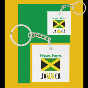 Jamaica en Jamaicaanse Vlag Groen Personalisatie Sleutelhanger