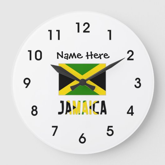 Jamaica en Jamaicaanse vlag met Jouw naam Grote Klok (Voorkant)