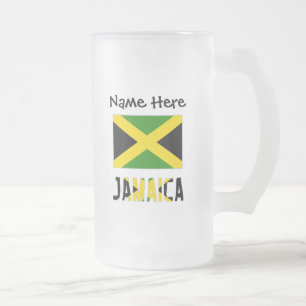 Jamaica en Jamaicaanse vlag met Jouw naam Matglas Bierpul