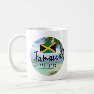 "Jamaica Est. 1962" strand met Jamaica vlag kunst Koffiemok