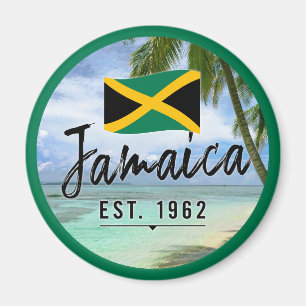 "Jamaica Est. 1962" strand met Jamaica vlag kunst Magneet