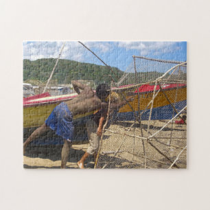 Jamaica Fishermen op een strand. Legpuzzel