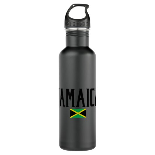Jamaica Flag Black Text Waterfles (Voorkant)