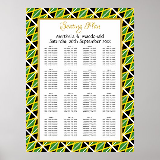 JAMAICA FLAG Custom Wedding 160 Seating Plan Poster (Voorkant)