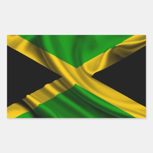 Jamaica Flag Fabric Rechthoekige Sticker (Voorkant)