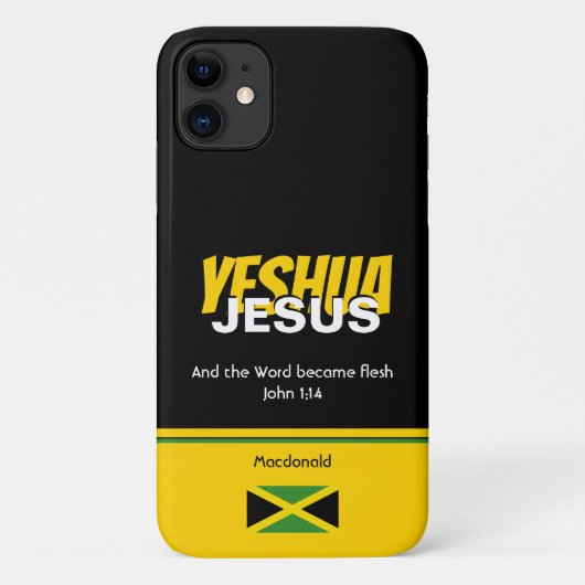 Jamaica Flag JESUS YESHUA Scripts gepersonaliseerd Case-Mate iPhone Case (Achterkant)