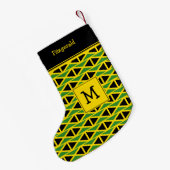 JAMAICA Flag Monogram Aangepaste tekst GEEL Kleine Kerstsok (Achterkant (Hangend))
