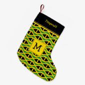 JAMAICA Flag Monogram Aangepaste tekst GEEL Kleine Kerstsok (Voorkant (Hangend))