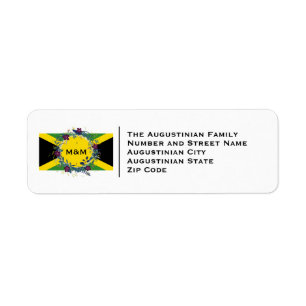 Jamaica Flag Monogram Wedding Return Address Etiket