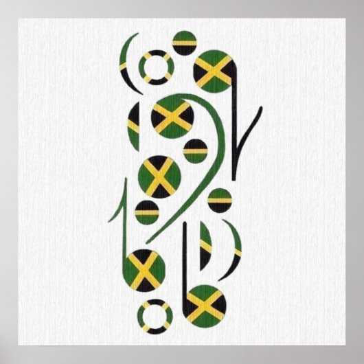 Jamaica Flag Musical Notes Poster (Voorkant)