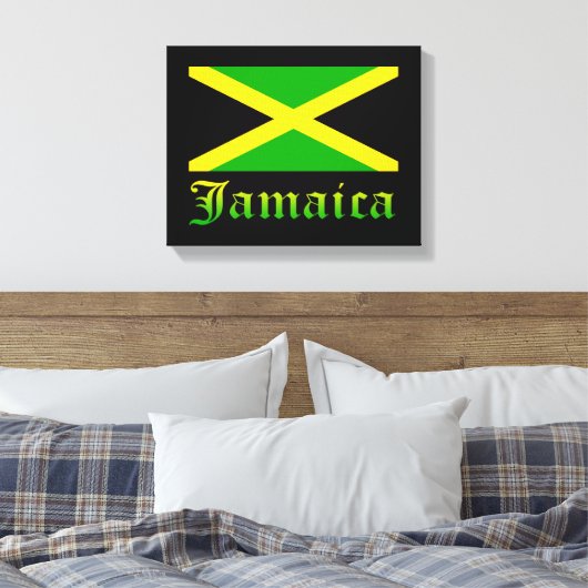 Jamaica Flag, zwart, groen en geel Canvas Afdruk (Insitu (Slaapkamer))