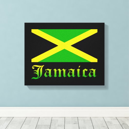 Jamaica Flag, zwart, groen en geel Canvas Afdruk (Insitu (Houten vloer))