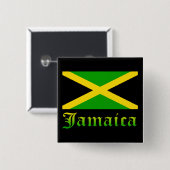 Jamaica Flag, zwart, groen en geel Vierkante Button 5,1 Cm (Voorkant /achterkant)