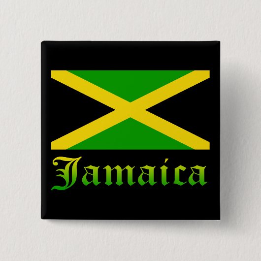 Jamaica Flag, zwart, groen en geel Vierkante Button 5,1 Cm (Voorkant)