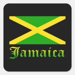 Jamaica Flag, zwart, groen en geel Vierkante Sticker