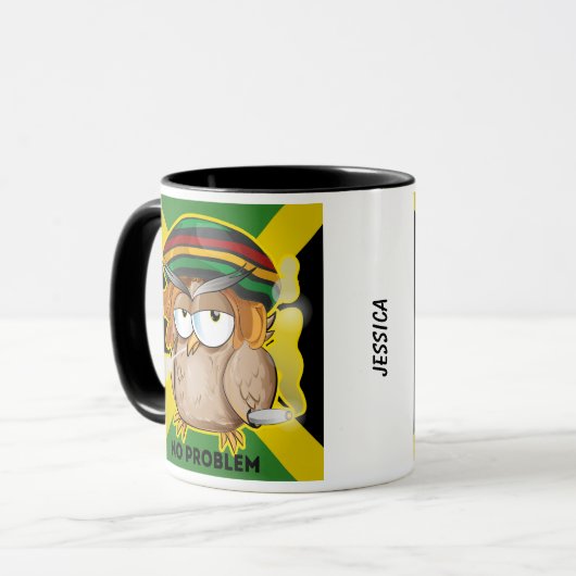 Jamaica Funny Rasta Smoking Owl  naam Mok (Voorkant links)