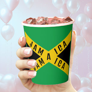 Jamaica Green Black & Gold Jamaican Flag Papieren Bekers