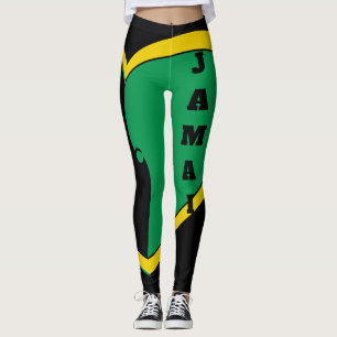 Jamaica Green, Gold & Black Flag Leggings