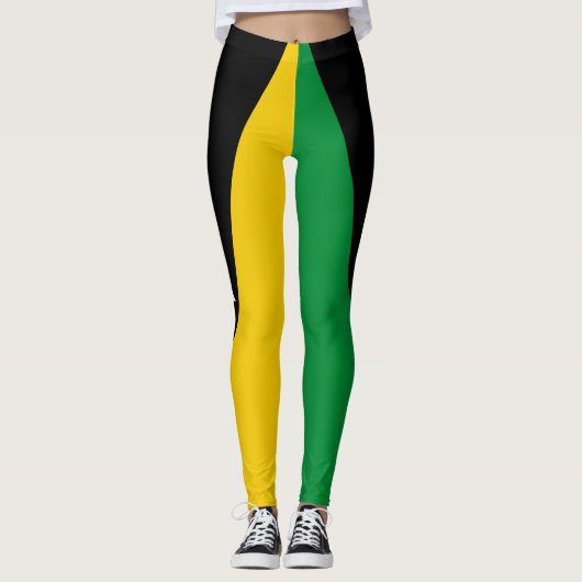 Jamaica Green Gold en Black Jamaican Flag Leggings (Voorkant)