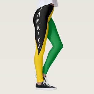 Jamaica Green Gold en Black Jamaican Flag Leggings