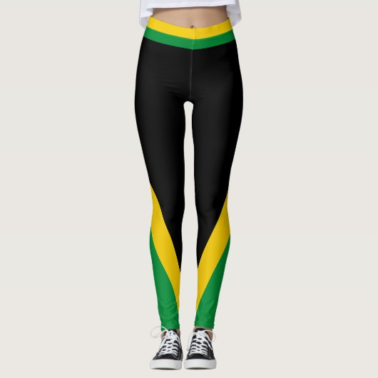 Jamaica Green Gold en Black Jamaican Flag Leggings (Voorkant)