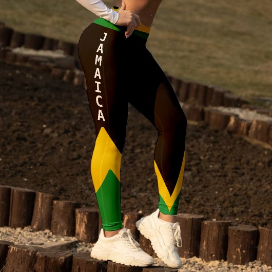 Jamaica Green Gold en Black Jamaican Flag Leggings