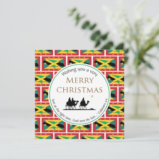 JAMAICA GRENADA tweeslachtige Mannen kerst met dri Feestdagenkaart (Staand voorkant)