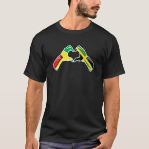 Jamaica Guyana Flag Jamaican Guyanese Heart T-shirt