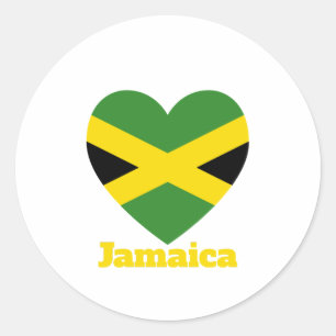 Jamaica Heart Flag Ronde Sticker