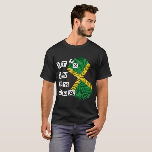 Jamaica in mijn DNA schreef Jamaicaanse vlag Jamai T-shirt (Voorkant volledig)
