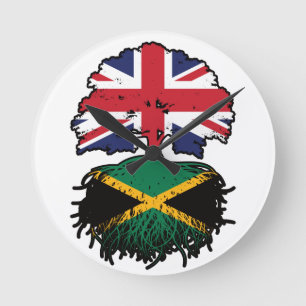 Jamaica Jamaicaans Brits UK Boomwortels Vlag Ronde Klok