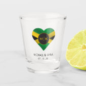 Jamaica Jamaicaanse Vlag Hart Monogram Bruiloft Shot Glas (Voorkant)