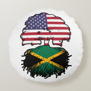 Jamaica Jamaican American USA Tree Roots Flag Rond Kussen