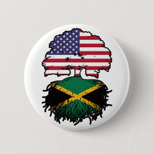 Jamaica Jamaican American USA Tree Roots Flag Ronde Button 5,7 Cm