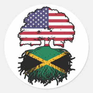 Jamaica Jamaican American USA Tree Roots Flag Ronde Sticker