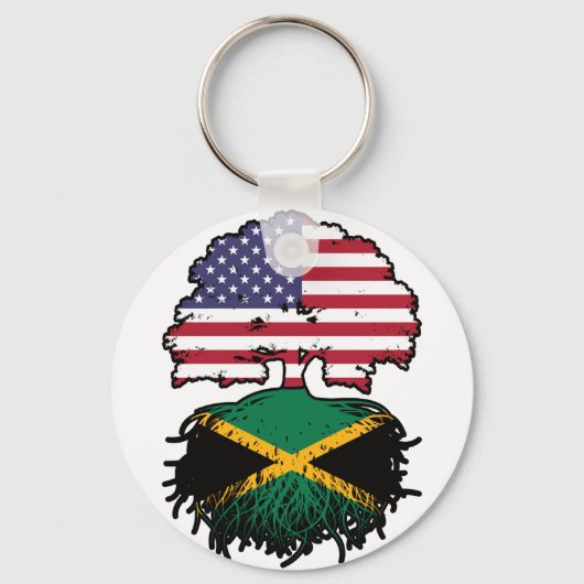 Jamaica Jamaican American USA Tree Roots Flag Sleutelhanger (Voorkant)