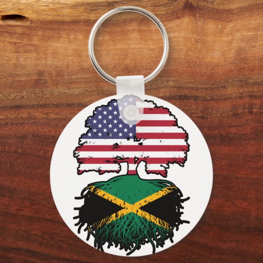Jamaica Jamaican American USA Tree Roots Flag Sleutelhanger (Voorkant)