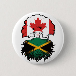 Jamaica Jamaican Canadian Canada Tree Roots Flag Ronde Button 5,7 Cm