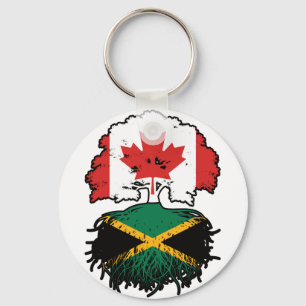 Jamaica Jamaican Canadian Canada Tree Roots Flag Sleutelhanger