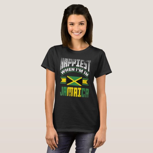 Jamaica Jamaican Jamaica Flag het gelukkigst als i T-shirt (Voorkant volledig)