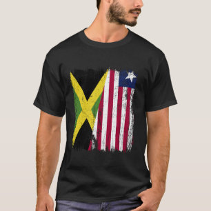 Jamaica Liberia Halve Vlag Jamaicaanse Liberiaanse T-shirt
