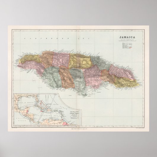 Jamaica Map (1904) Poster (Voorkant)