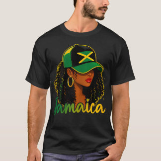 Jamaica Meisje Jamaica Vlag Trots Jamaicaanse Afro T-shirt