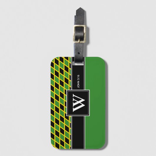 JAMAICA Monogram Christelijke Scriptbagage Bagagelabel (Voorkant (verticaal))