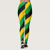 Jamaica National Flag Colors Diagonal Striped Leggings (Achterkant)