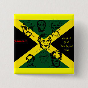 jamaica nationale held vierkante button 5,1 cm